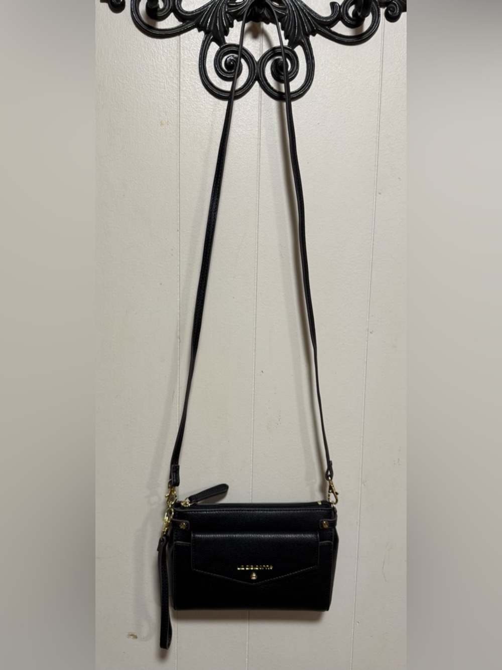 Liz Claiborne Black Crossbody with Gold Hardware